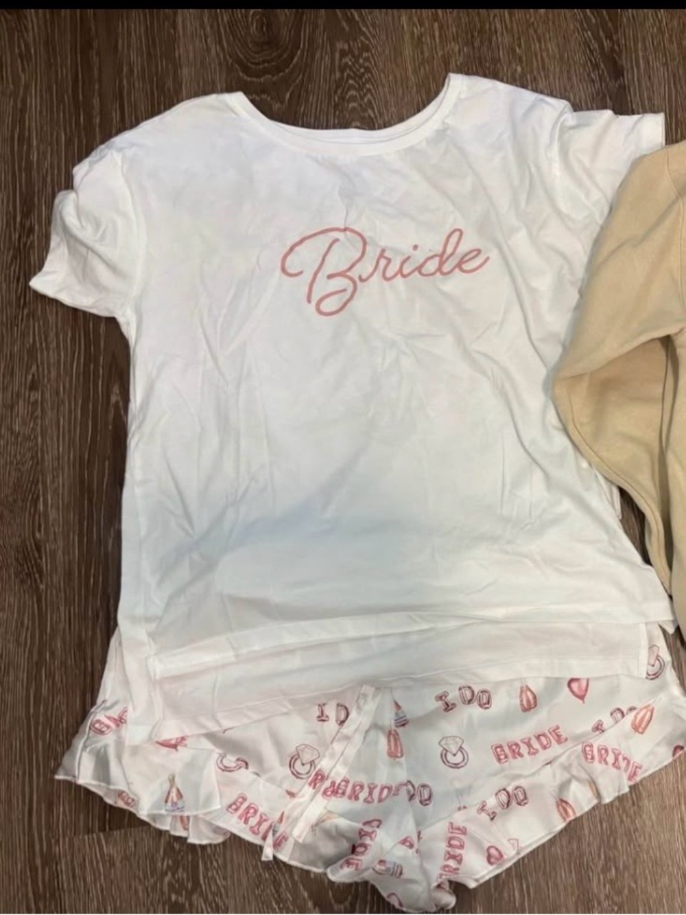 Bride White & Pink satin Pajama Set